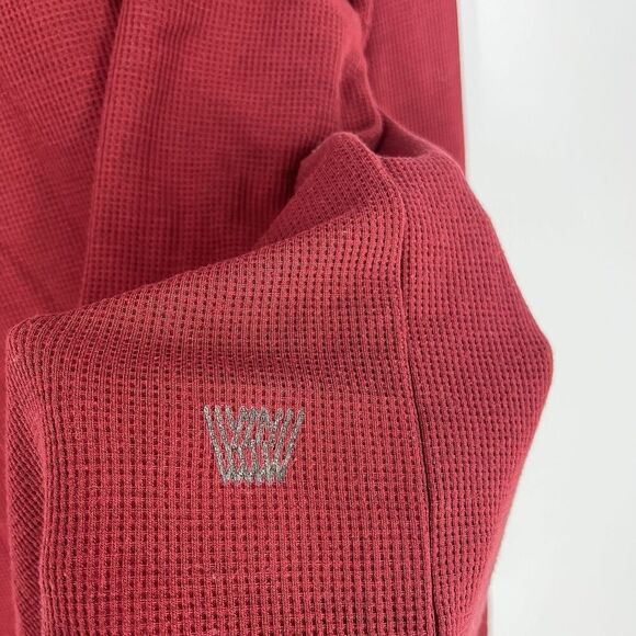 Mack Weldon Henley Shirt Size Medium Men Red Thermal Waffle Knit Pullover Raglan - Picture 6 of 6
